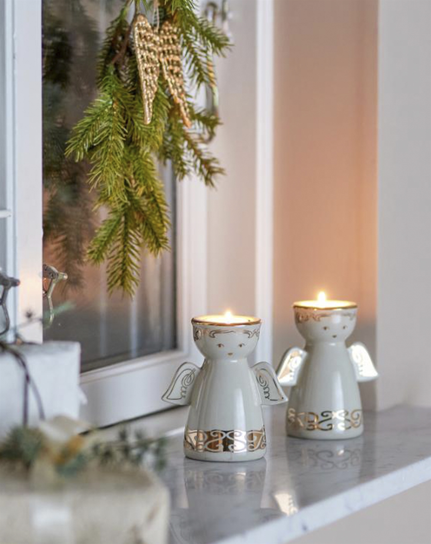Bloomingville - Faella Fyrfads- og Lysestage - Hvid